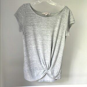 LOFT XS Gray Twist Front T-Shirt